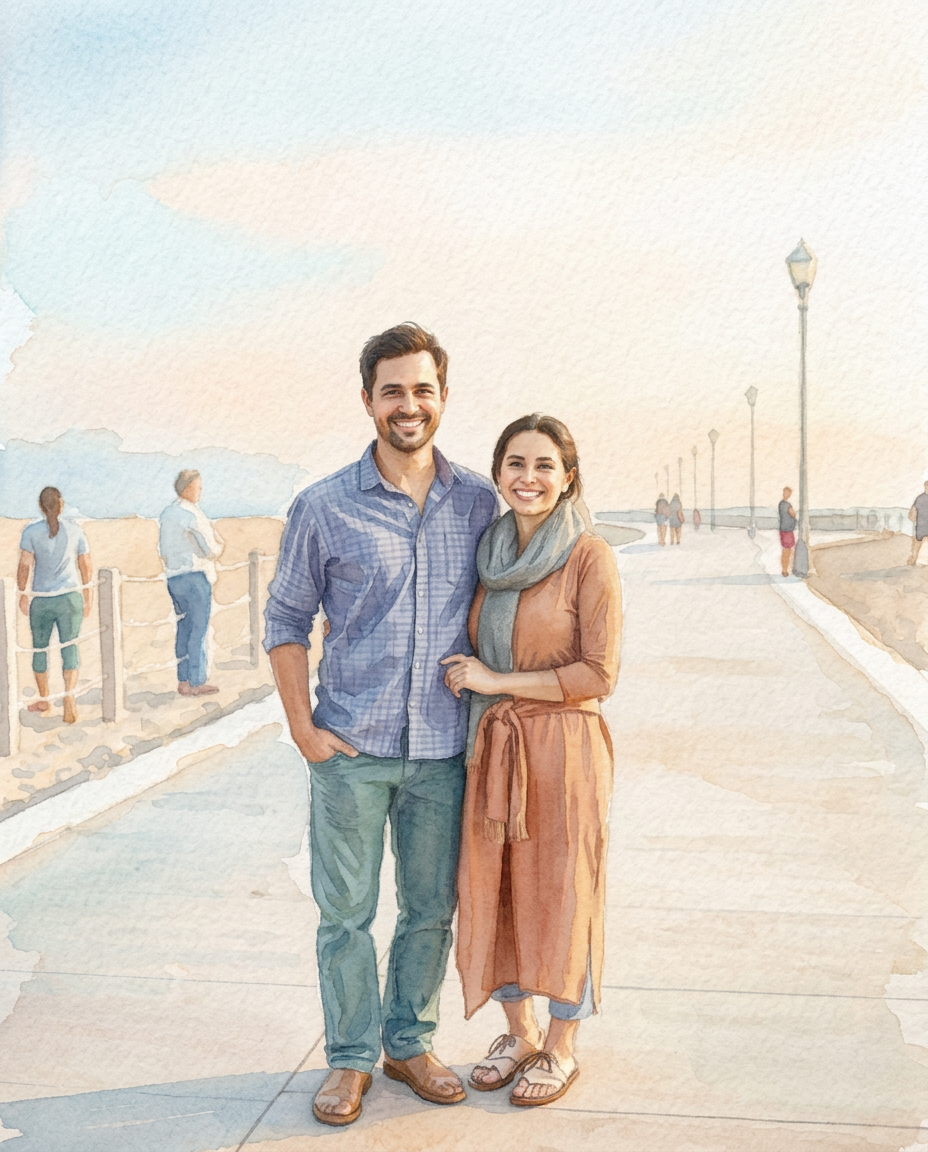 Couple portrait canvas painting