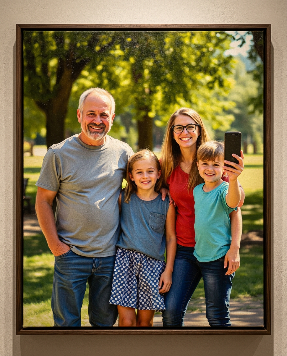 Family oil portrait canvas painting
