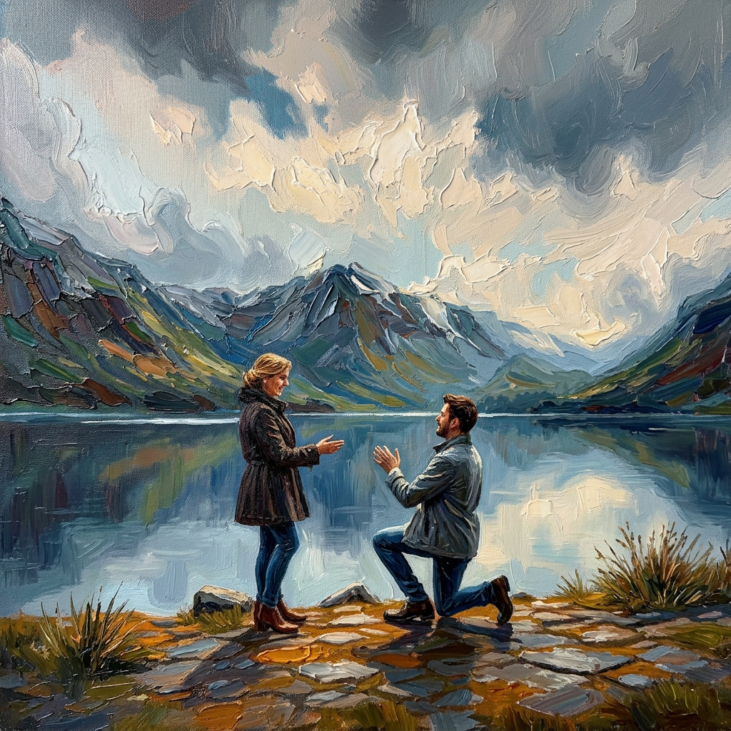 Painting created for Marcus B. — Engagement keepsake